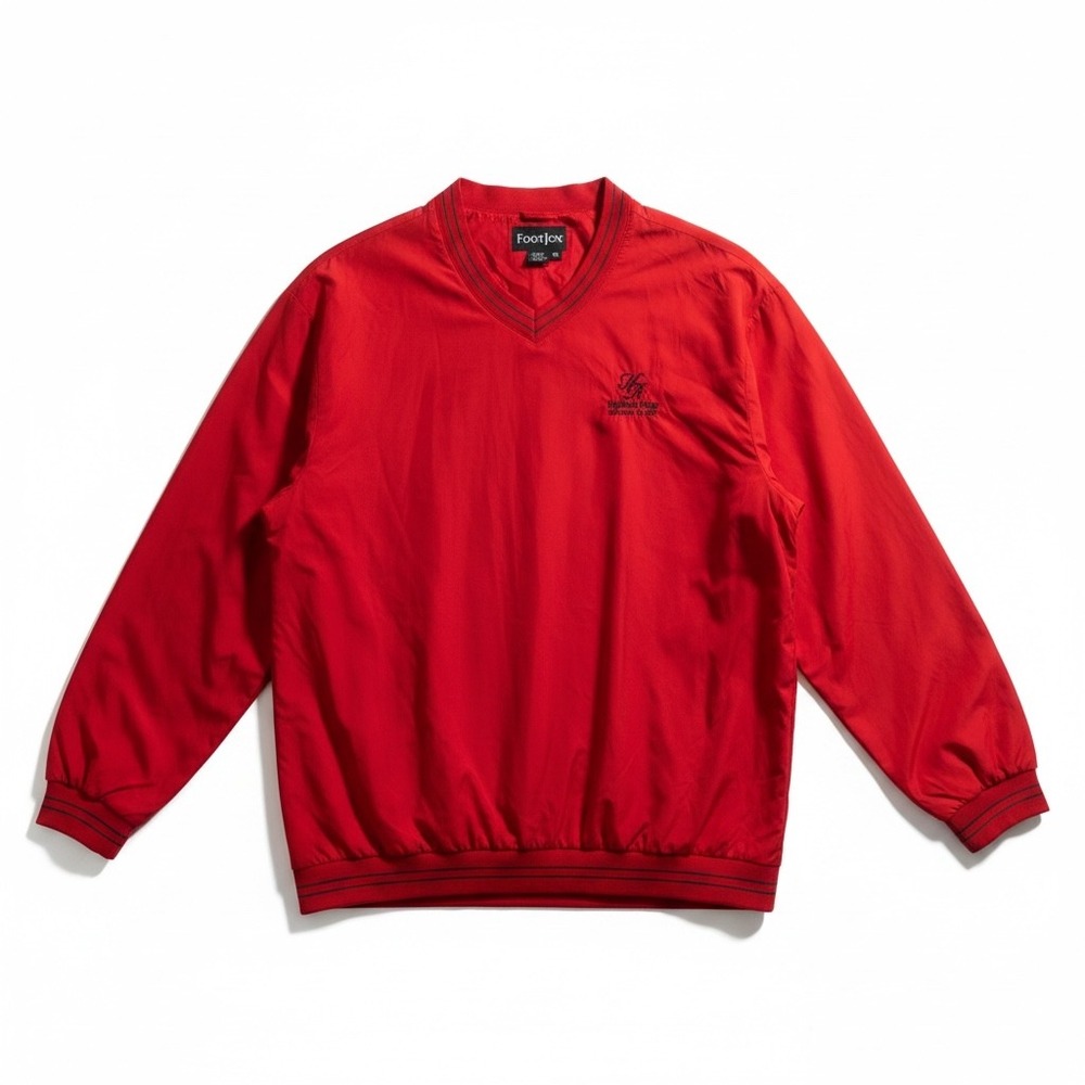 FootJoy Windshirt Mens XL Red Excellent V-Neck‎ Highlands Ridge Golf Pullover